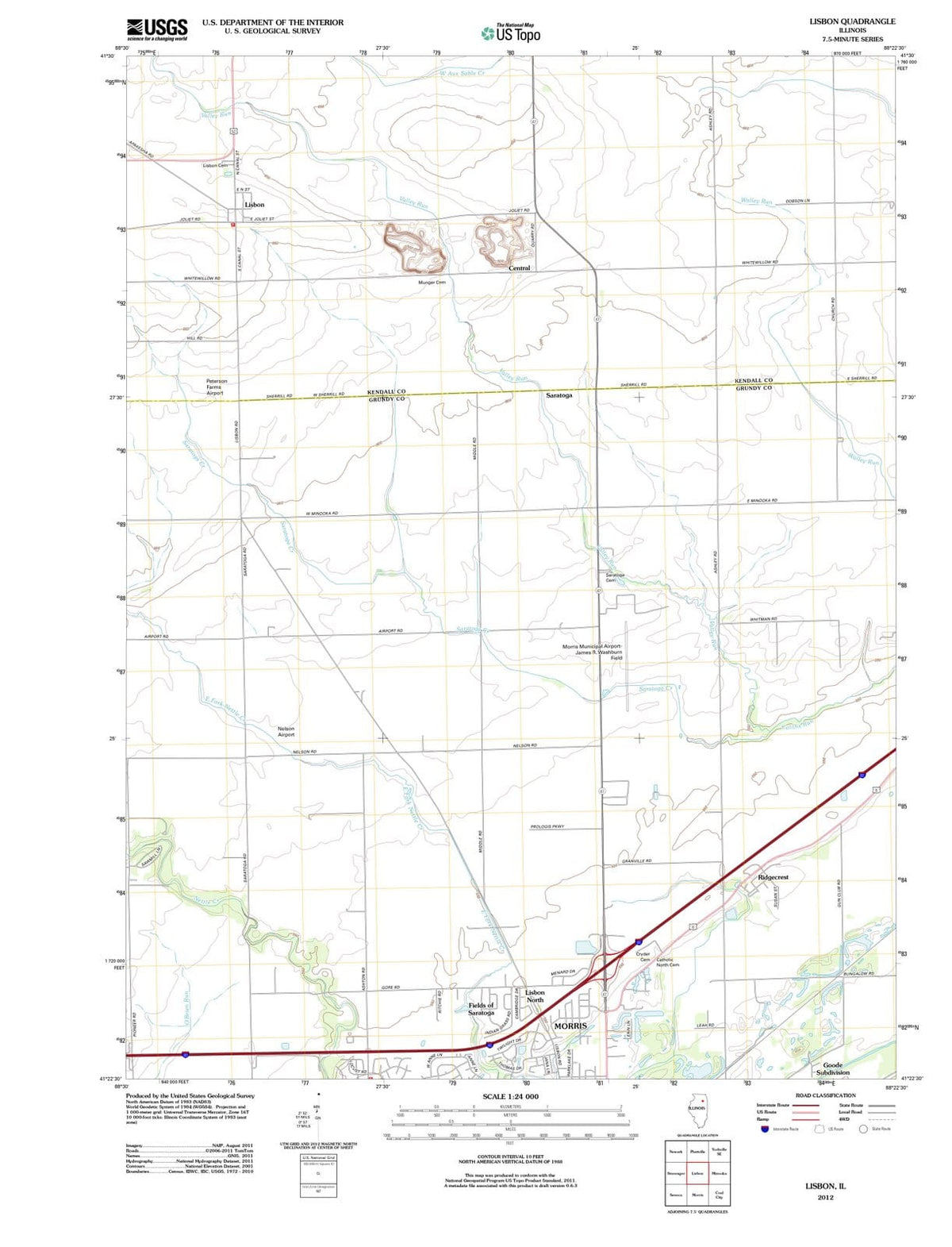 2012 Lisbon, IL - Illinois - USGS Topographic Map