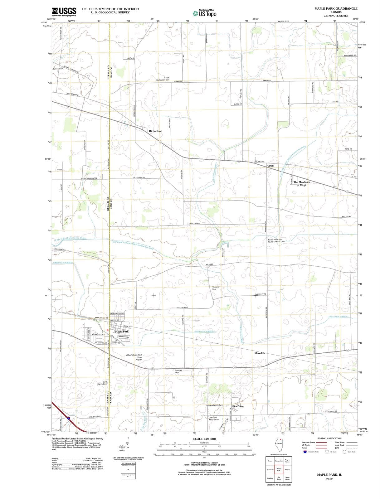 2012 Maple Park, IL - Illinois - USGS Topographic Map