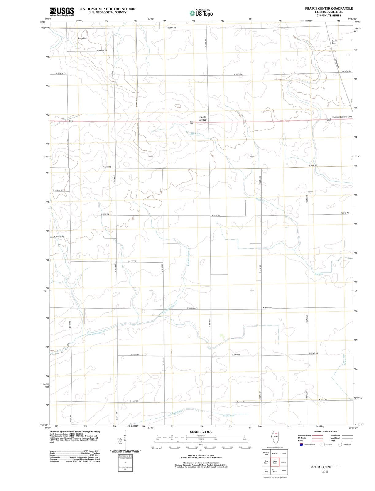 2012 Prairie Center, IL - Illinois - USGS Topographic Map