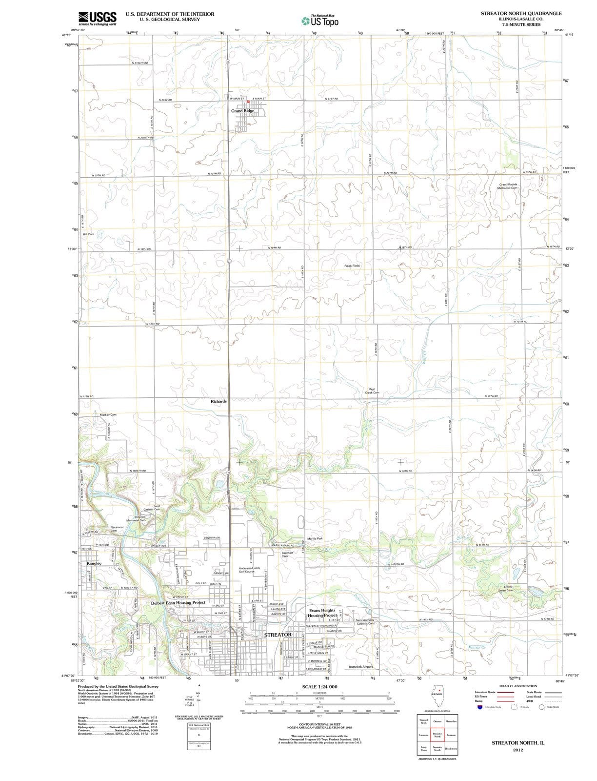 2012 Streator North, IL - Illinois - USGS Topographic Map