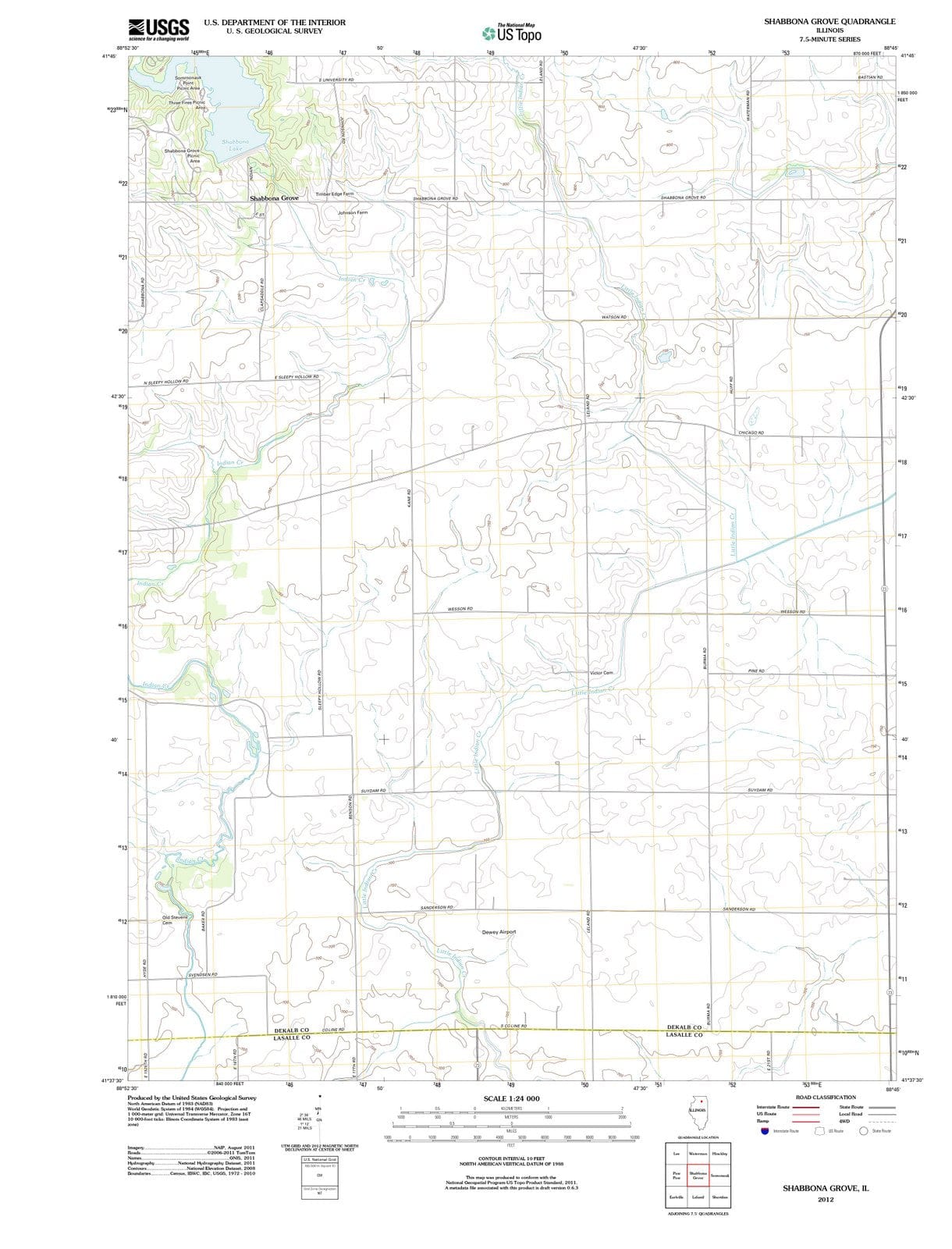 2012 Shabbona Grove, IL - Illinois - USGS Topographic Map