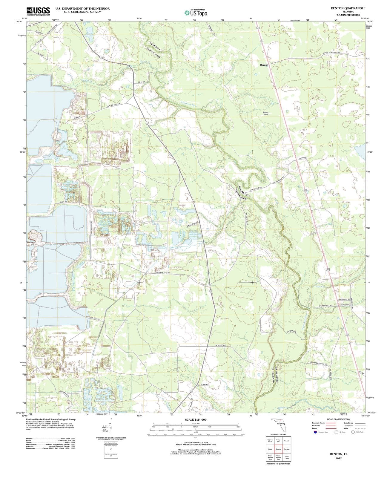 2012 Benton, FL - Florida - USGS Topographic Map