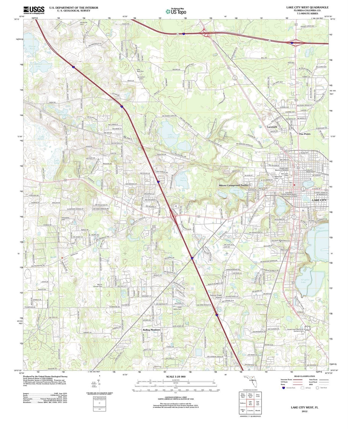 2012 Lake City West, FL - Florida - USGS Topographic Map