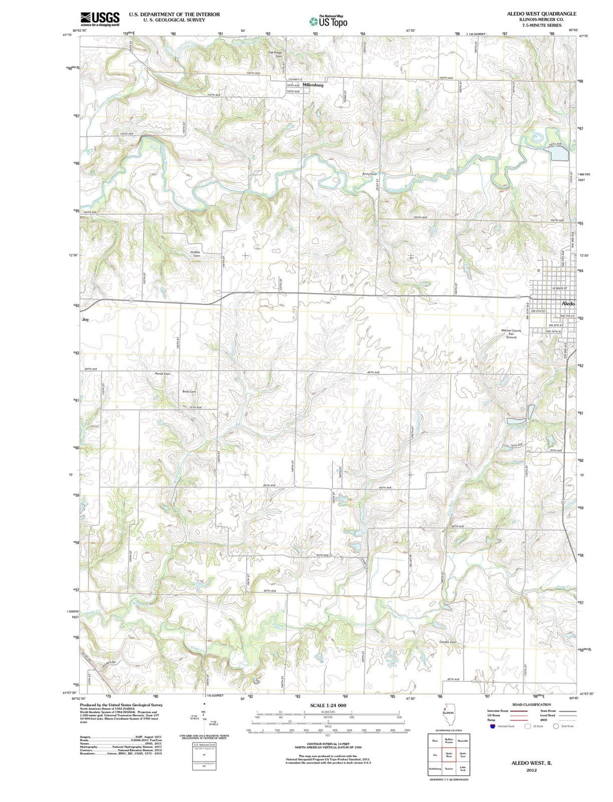 2012 Aledo West, IL - Illinois - USGS Topographic Map