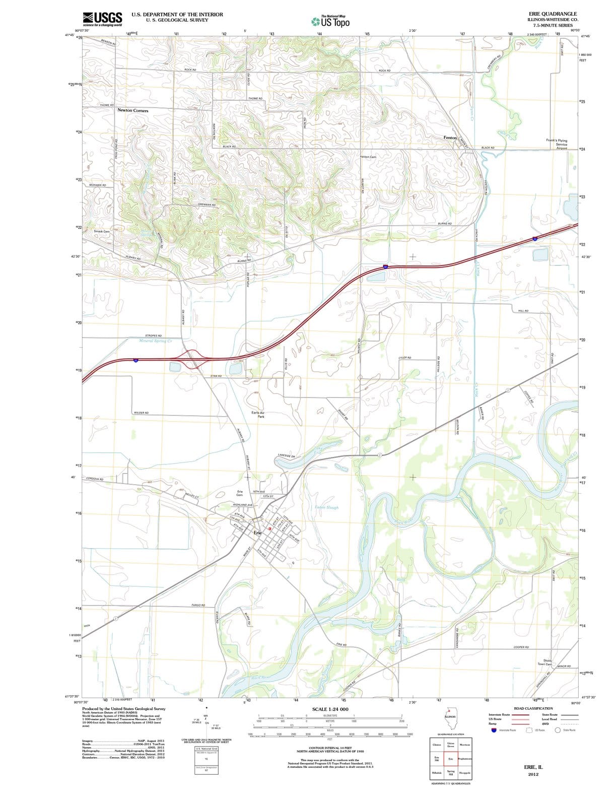 2012 Erie, IL - Illinois - USGS Topographic Map