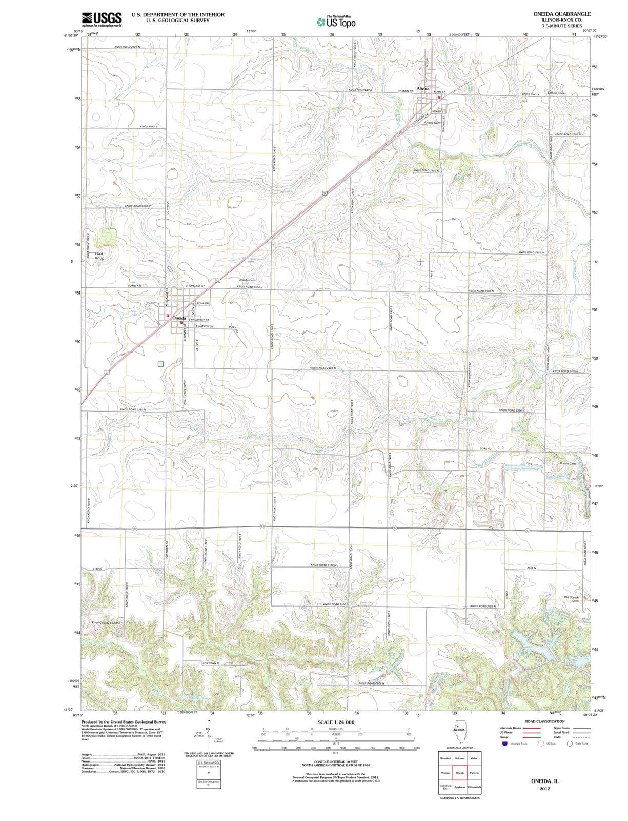 2012 Oneida, IL - Illinois - USGS Topographic Map