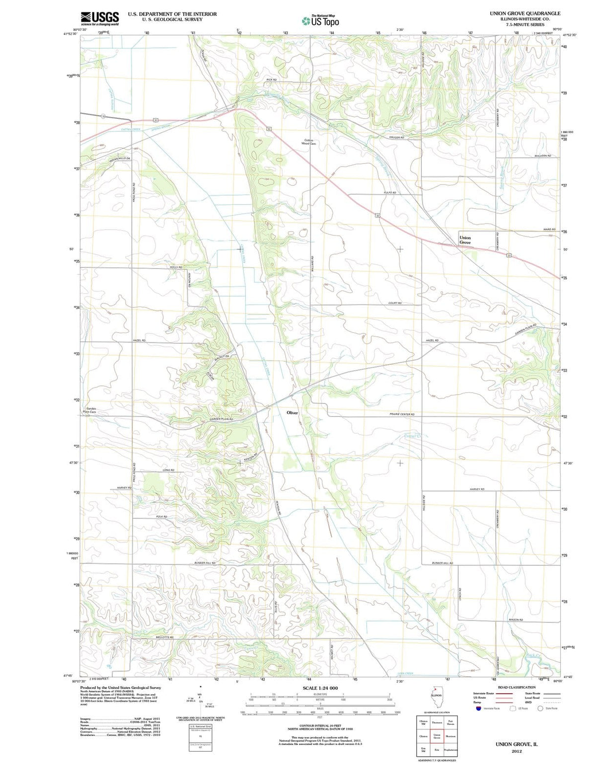 2012 Union Grove, IL - Illinois - USGS Topographic Map