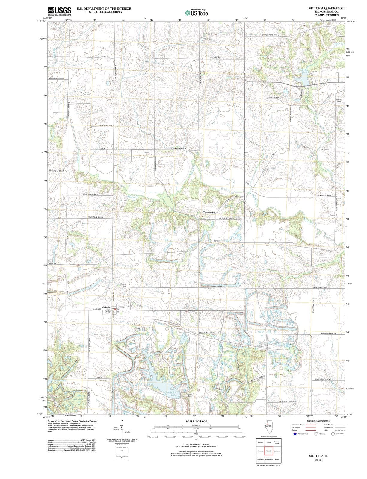 2012 Victoria, IL - Illinois - USGS Topographic Map