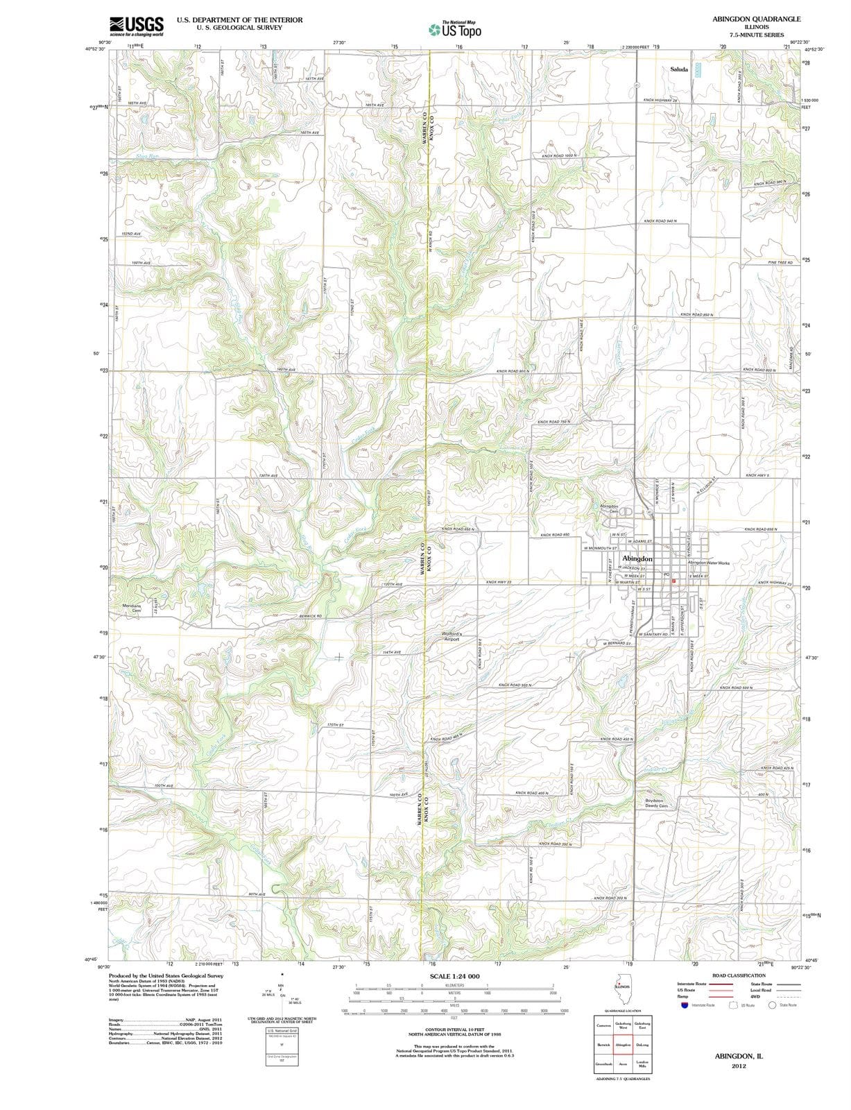 2012 Abingdon, IL - Illinois - USGS Topographic Map