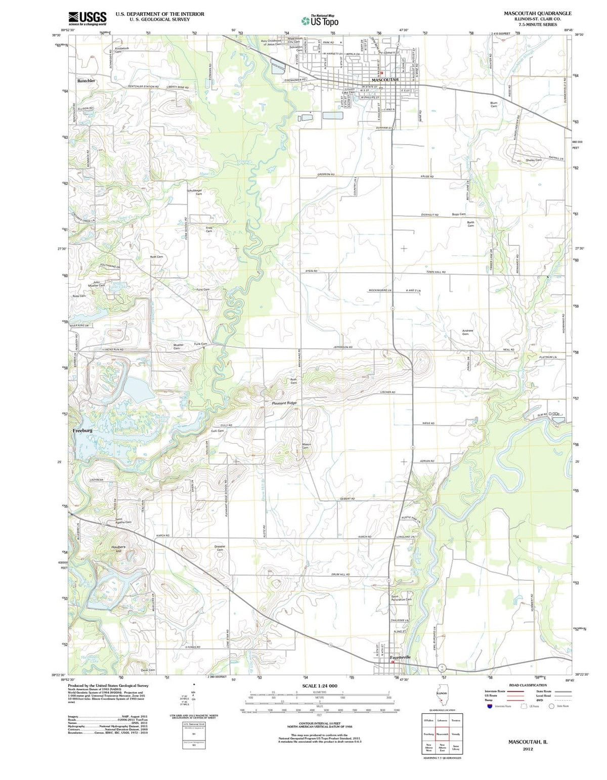 2012 Mascoutah, IL - Illinois - USGS Topographic Map