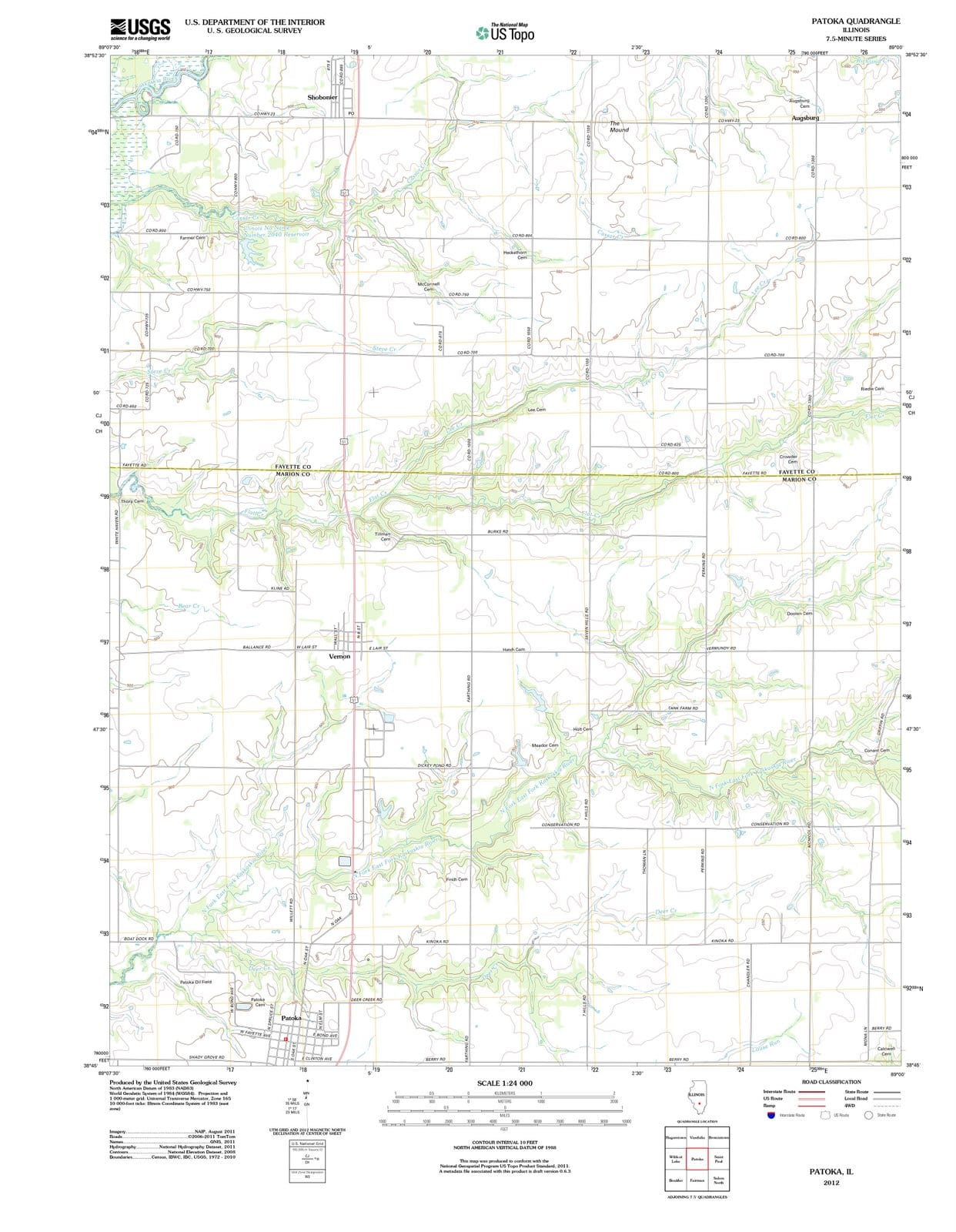 2012 Patoka, IL - Illinois - USGS Topographic Map