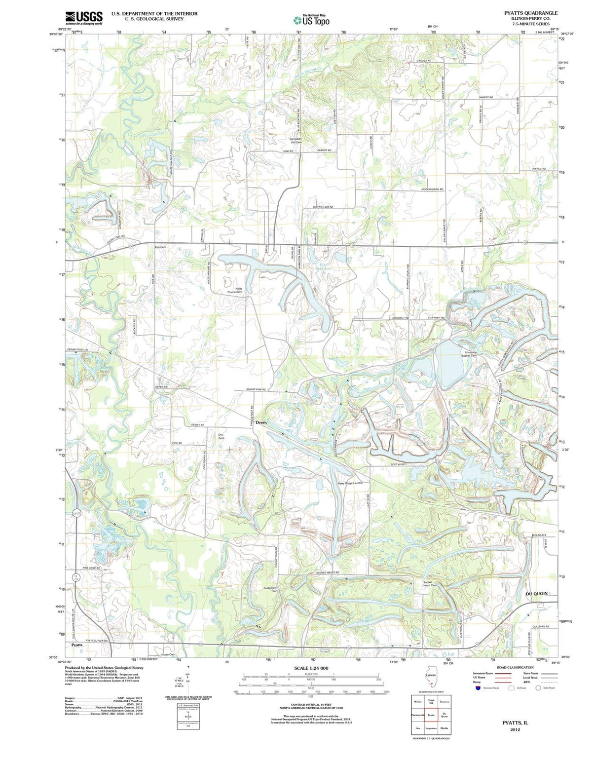 2012 Pyatts, IL - Illinois - USGS Topographic Map