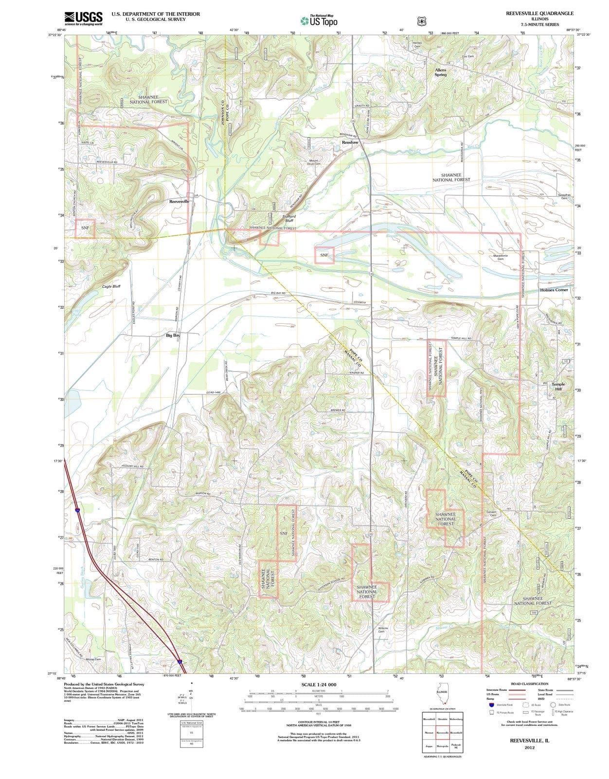 2012 Reevesville, IL - Illinois - USGS Topographic Map