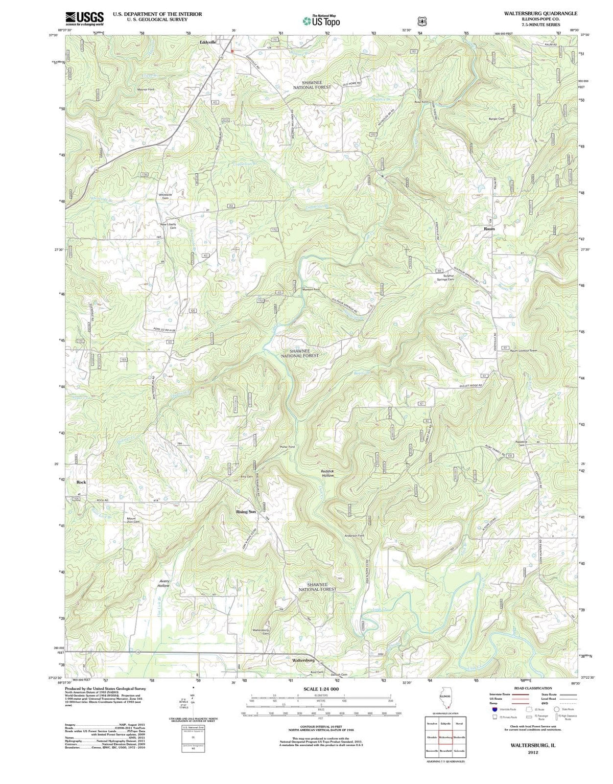 2012 Waltersburg, IL - Illinois - USGS Topographic Map