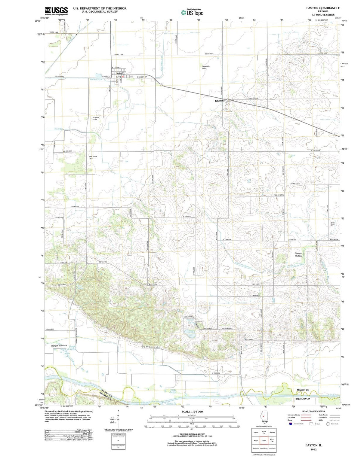 2012 Easton, IL - Illinois - USGS Topographic Map