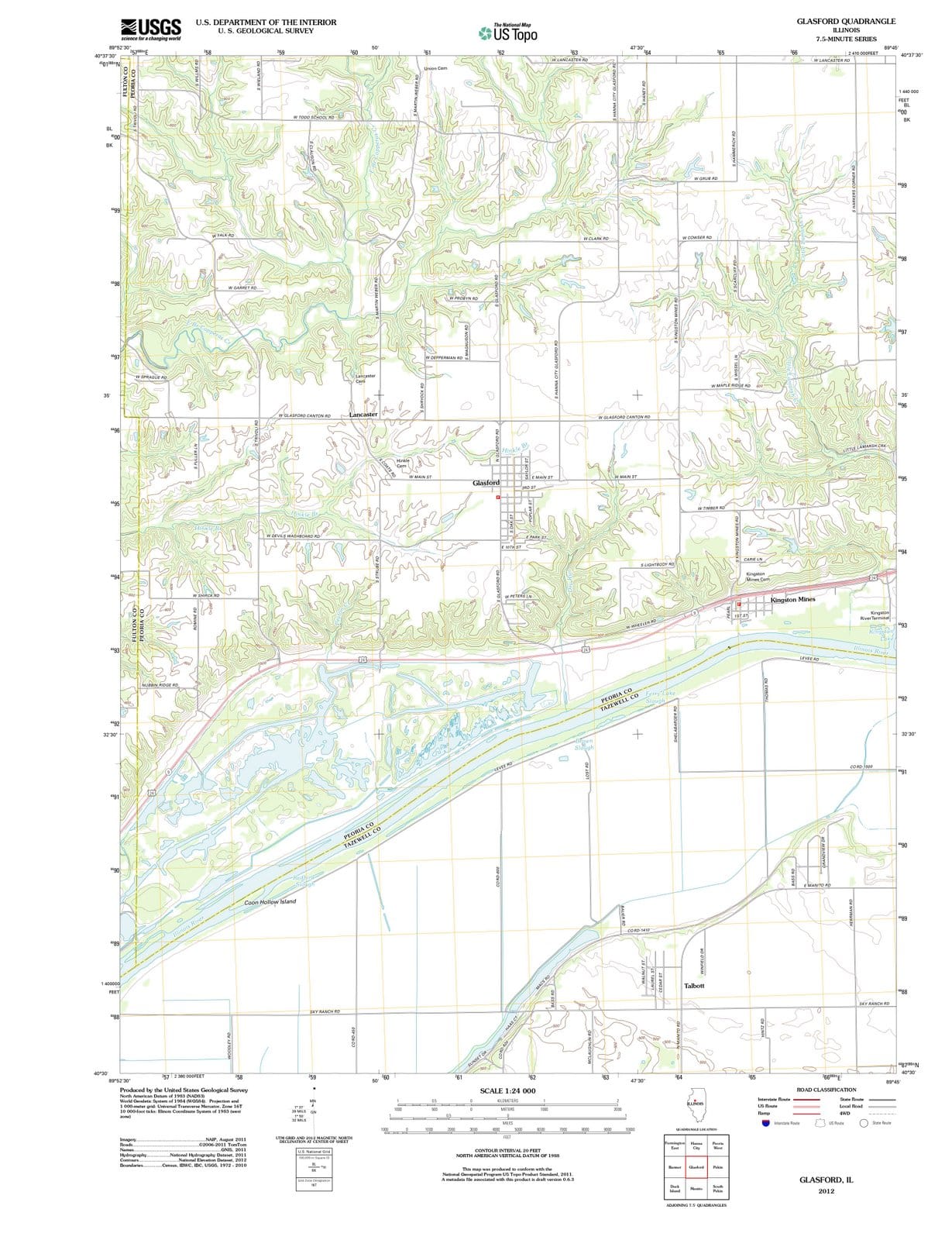 2012 Glasford, IL - Illinois - USGS Topographic Map