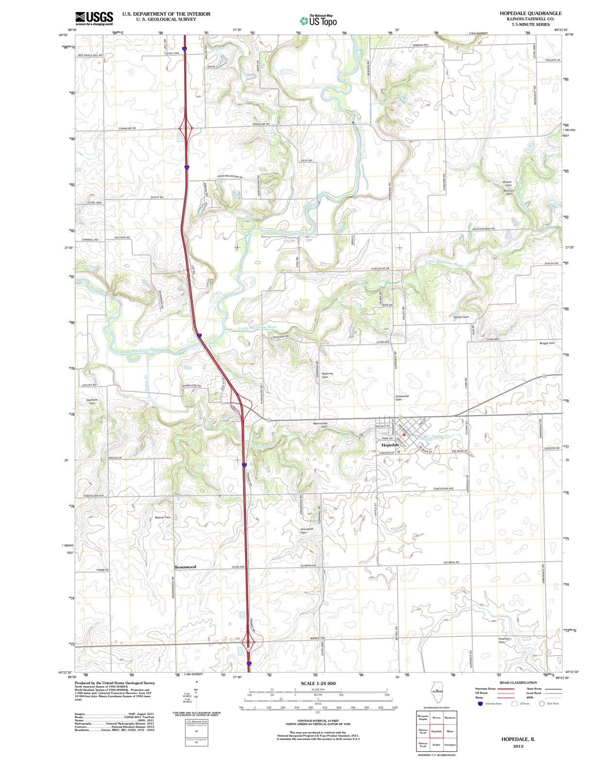 2012 Hopedale, IL - Illinois - USGS Topographic Map