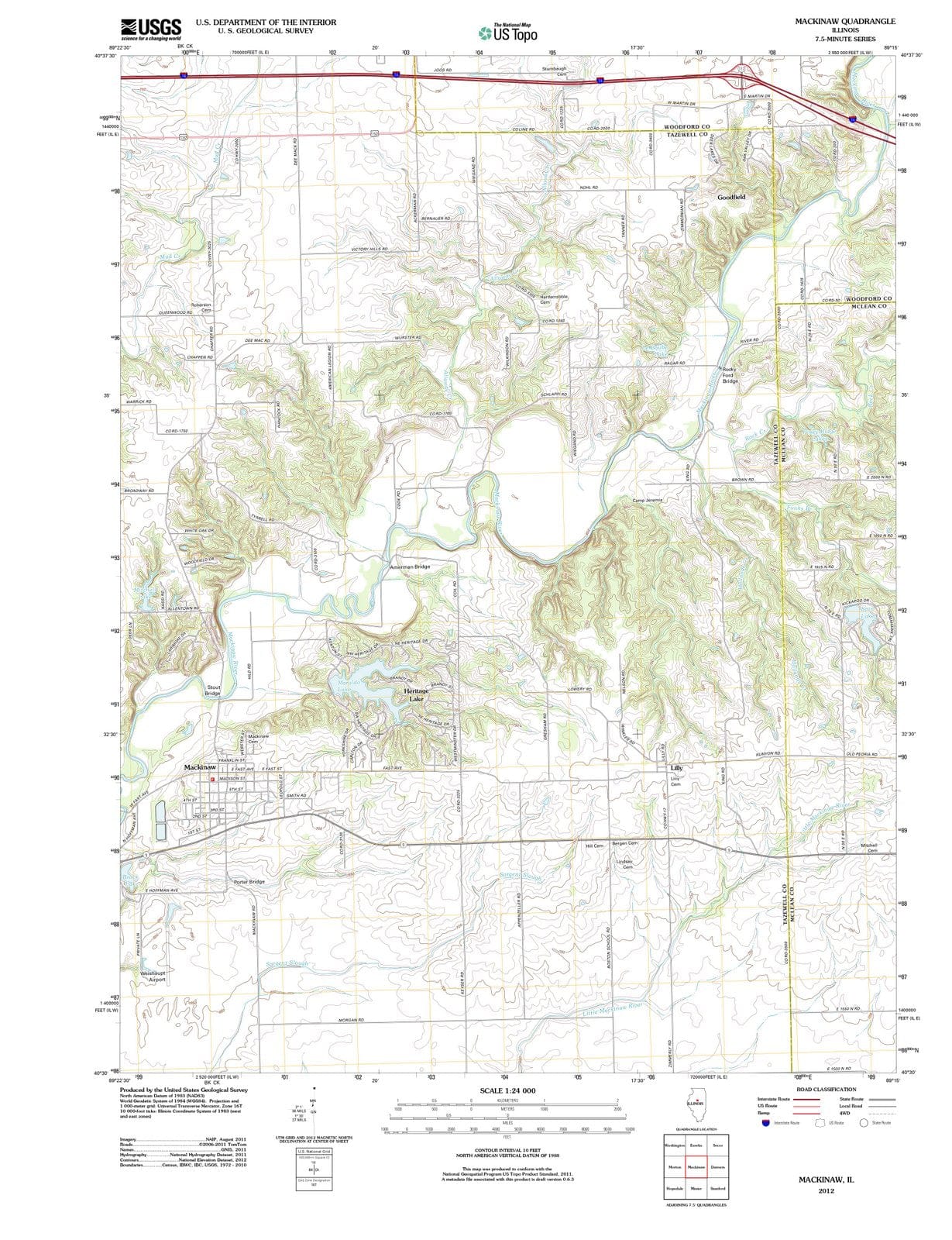 2012 Mackinaw, IL - Illinois - USGS Topographic Map