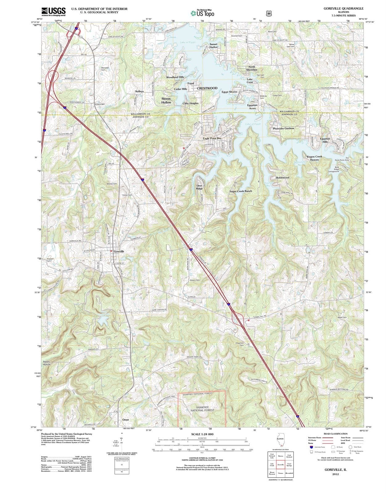 2012 Goreville, IL - Illinois - USGS Topographic Map