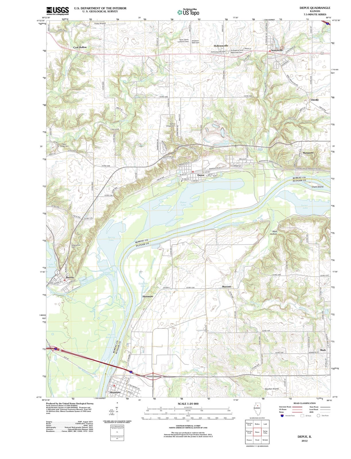 2012 Depue, IL - Illinois - USGS Topographic Map