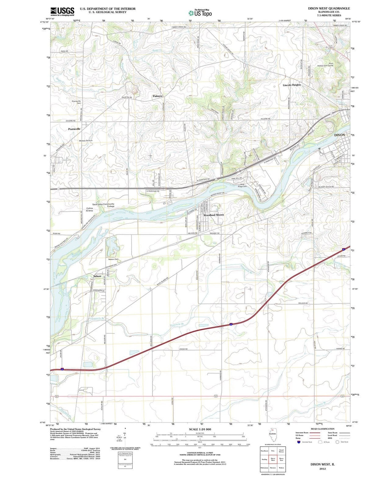 2012 Dixon West, IL - Illinois - USGS Topographic Map