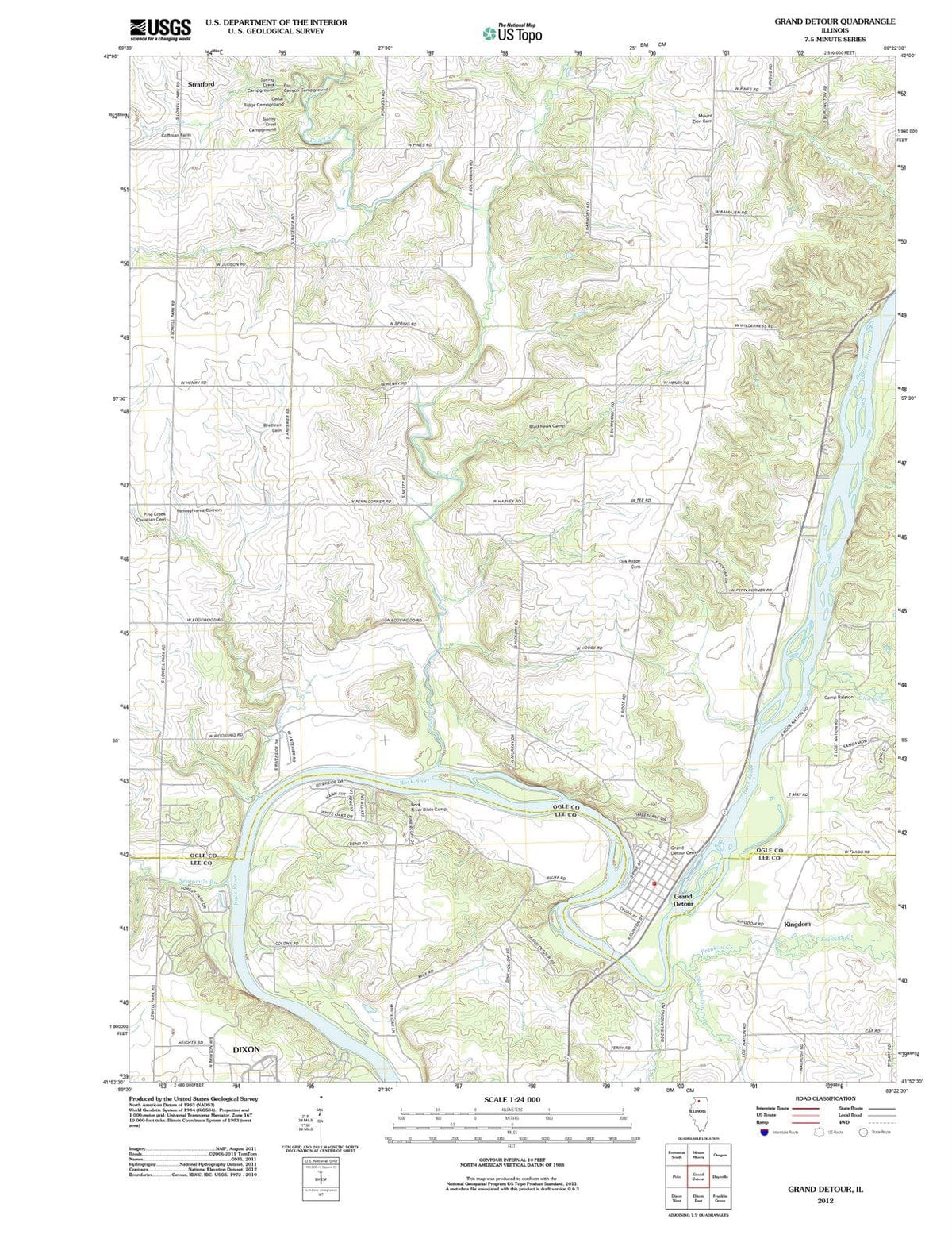 2012 Grandetour, IL - Illinois - USGS Topographic Map