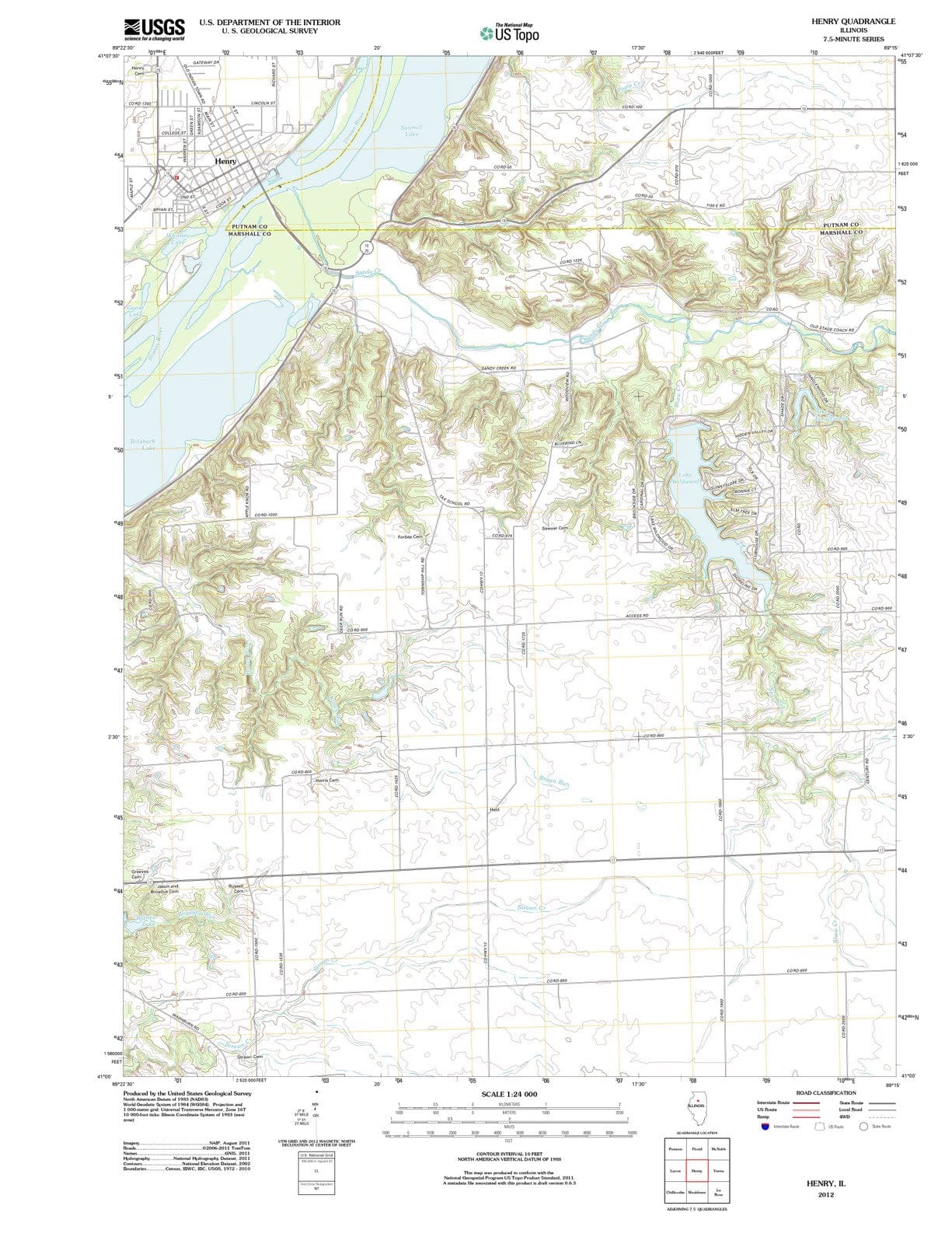 2012 Henry, IL - Illinois - USGS Topographic Map
