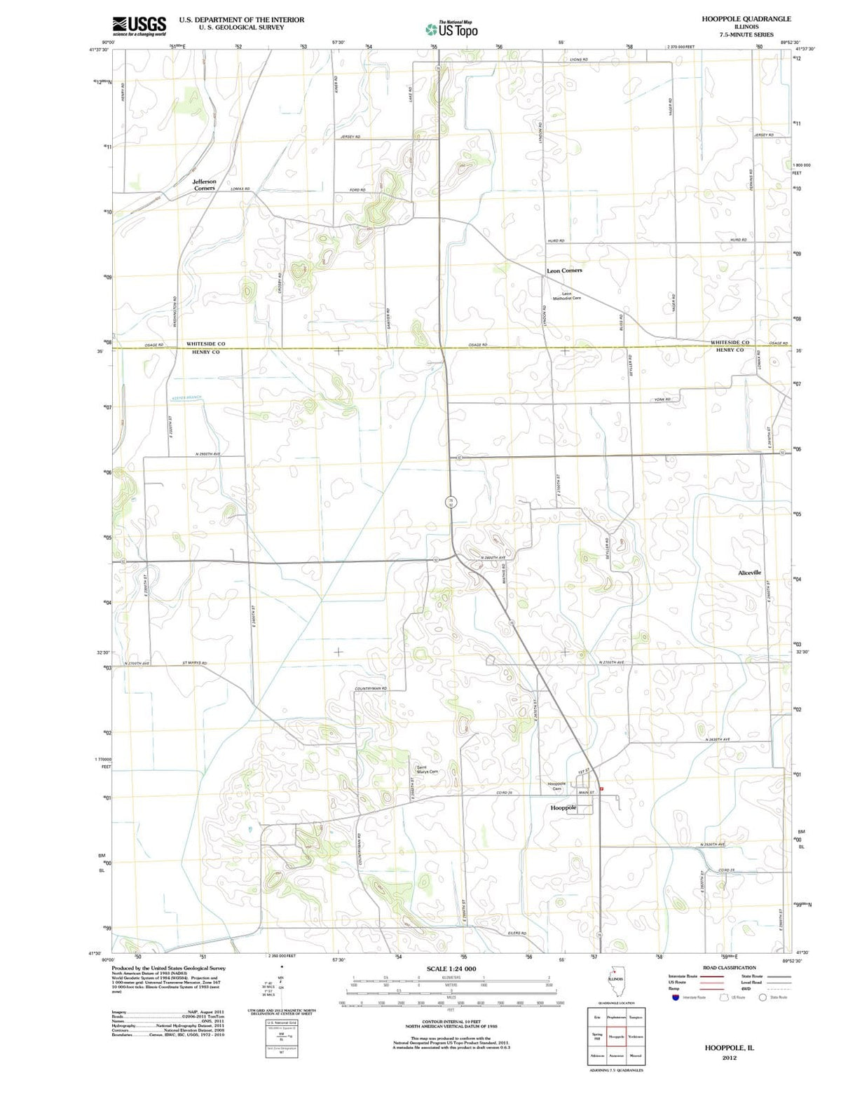 2012 Hooppole, IL - Illinois - USGS Topographic Map
