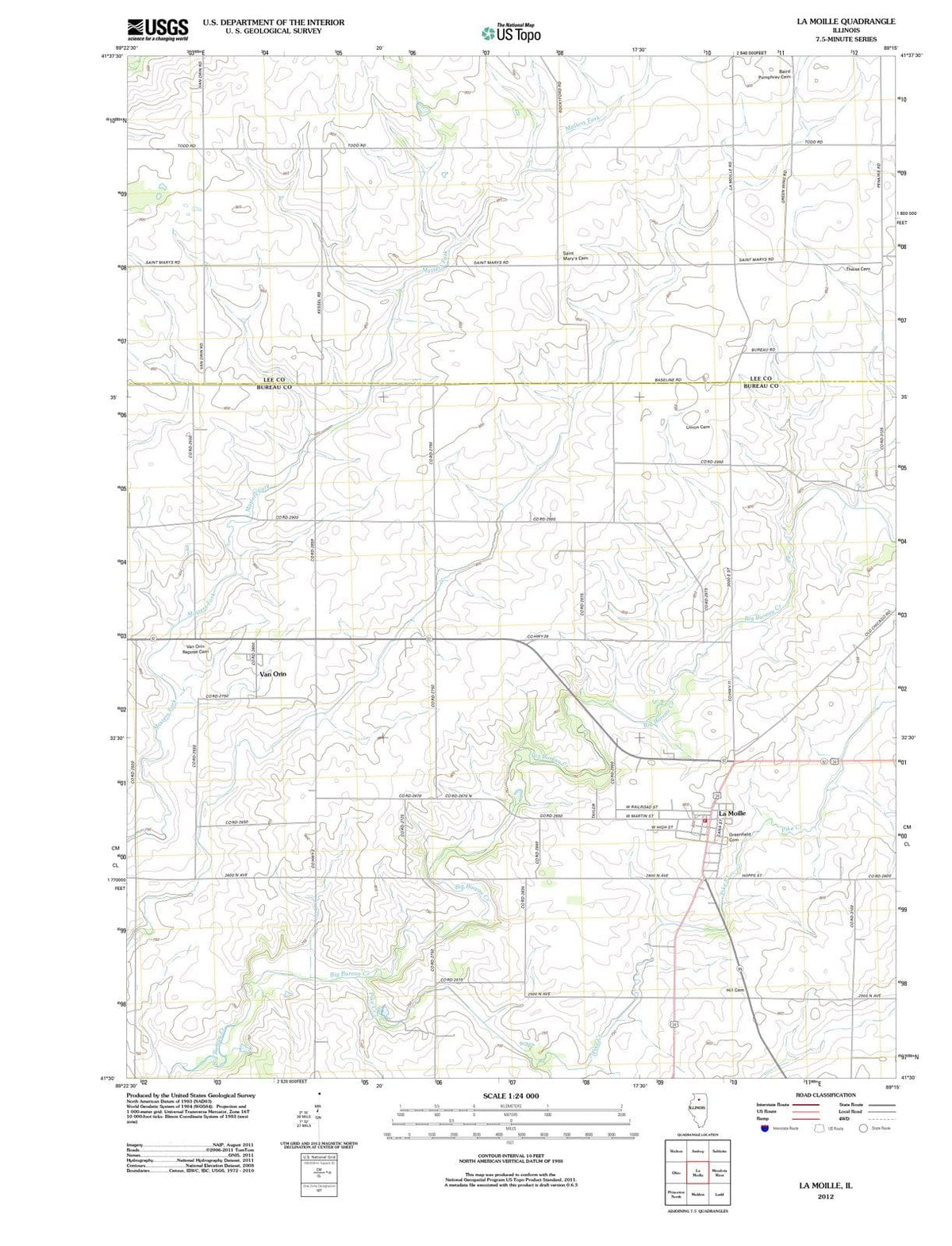 2012 La Moille, IL - Illinois - USGS Topographic Map