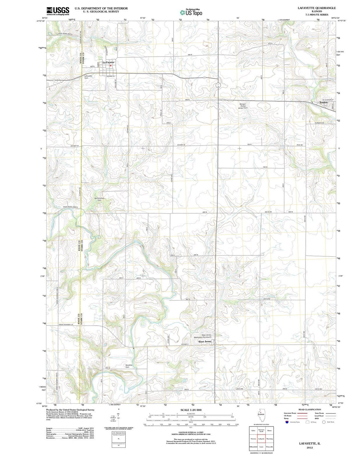 2012 Lafayette, IL - Illinois - USGS Topographic Map
