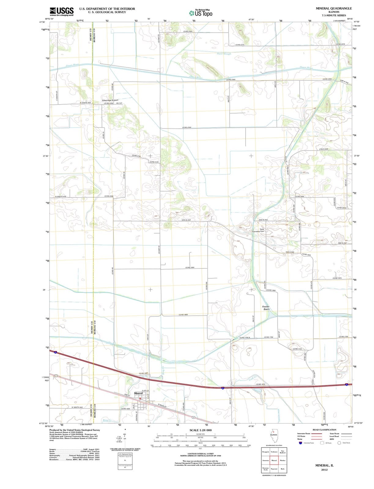 2012 Mineral, IL - Illinois - USGS Topographic Map
