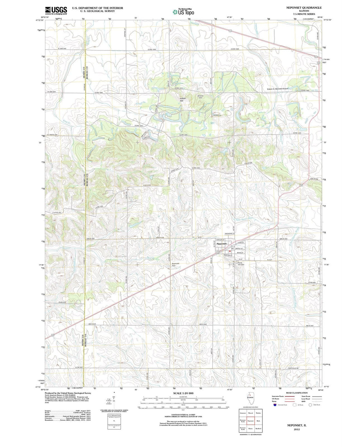 2012 Neponset, IL - Illinois - USGS Topographic Map