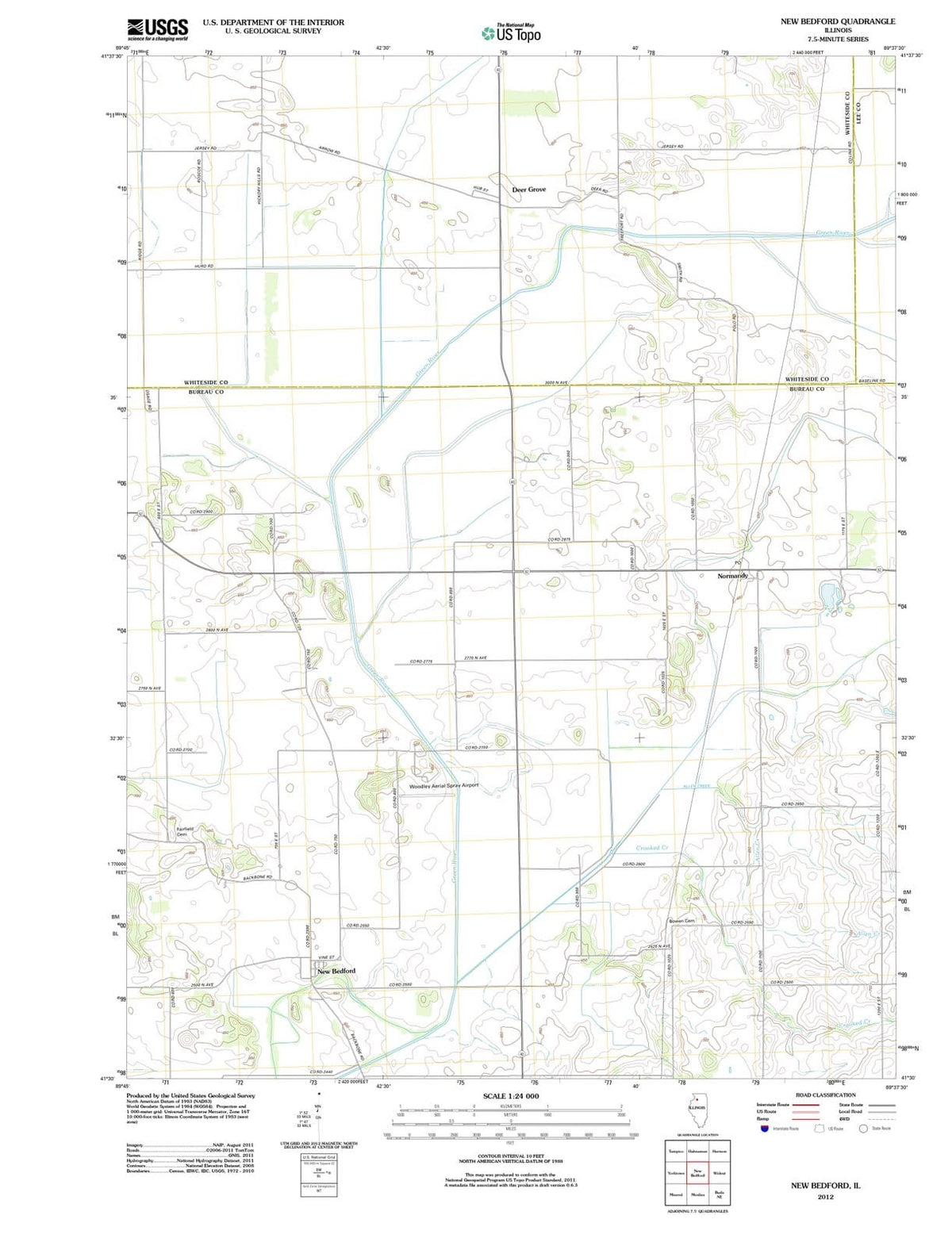 2012 New Bedford, IL - Illinois - USGS Topographic Map
