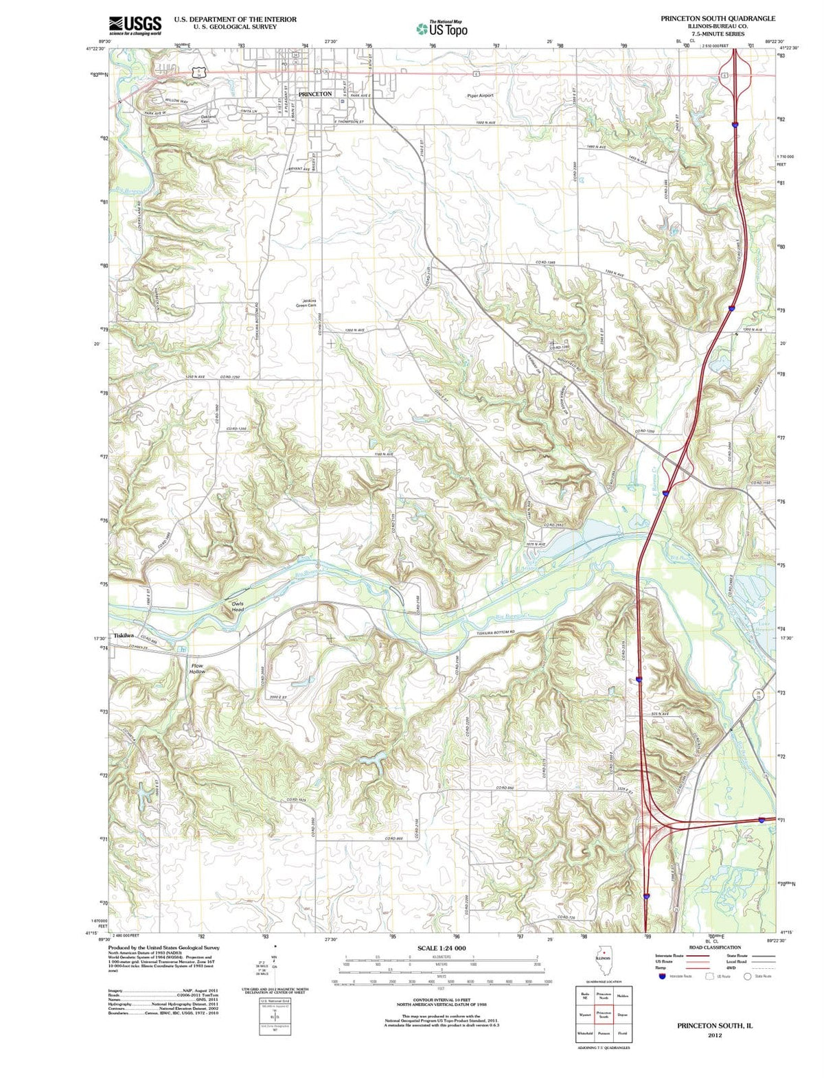 2012 Princeton South, IL - Illinois - USGS Topographic Map