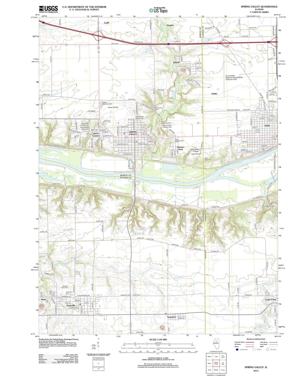 2012 Spring Valley, IL - Illinois - USGS Topographic Map