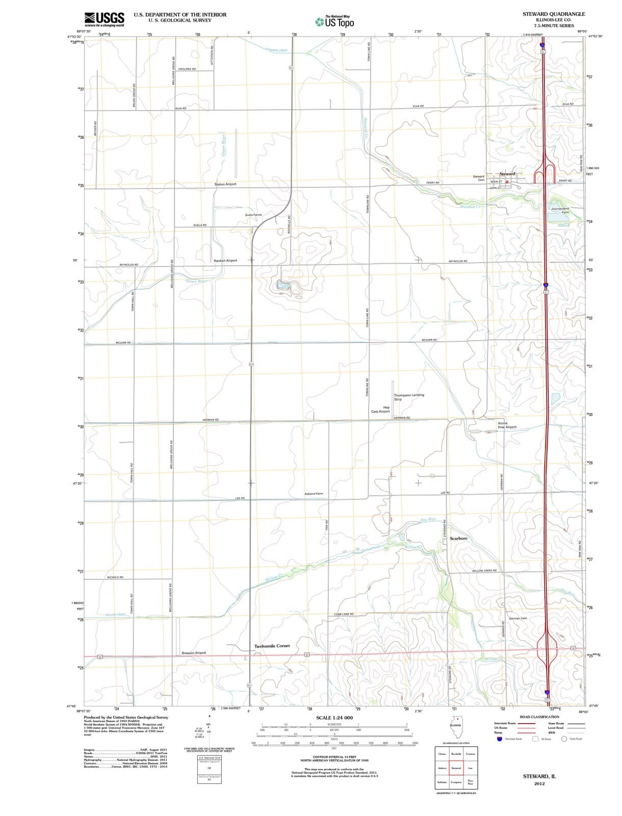2012 Steward, IL - Illinois - USGS Topographic Map