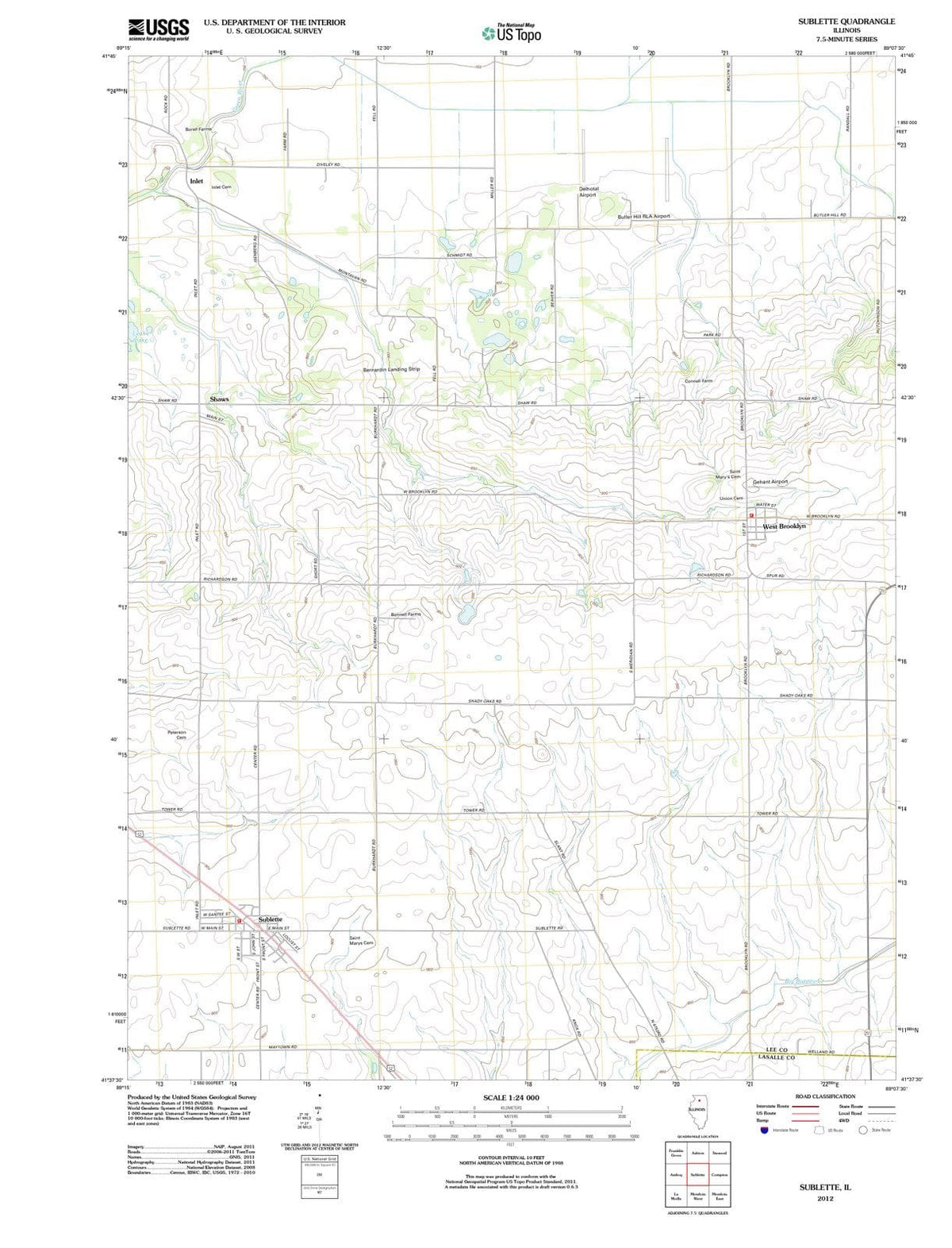 2012 Sublette, IL - Illinois - USGS Topographic Map