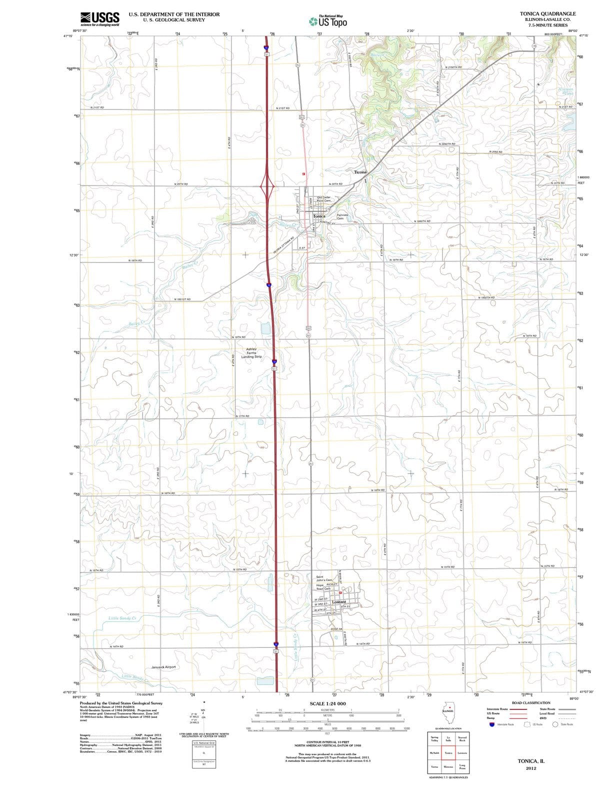 2012 Tonica, IL - Illinois - USGS Topographic Map
