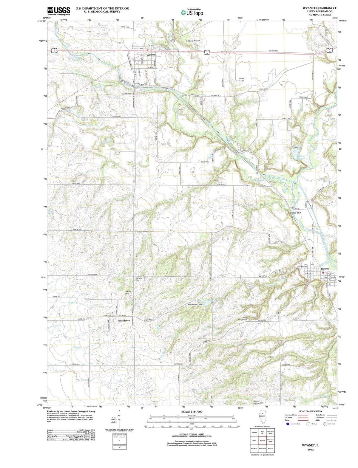 2012 Wyanet, IL - Illinois - USGS Topographic Map