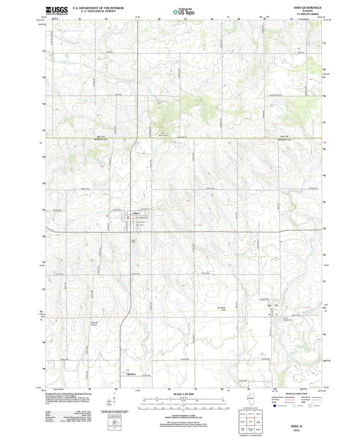 2012 Ohio, IL - Illinois - USGS Topographic Map