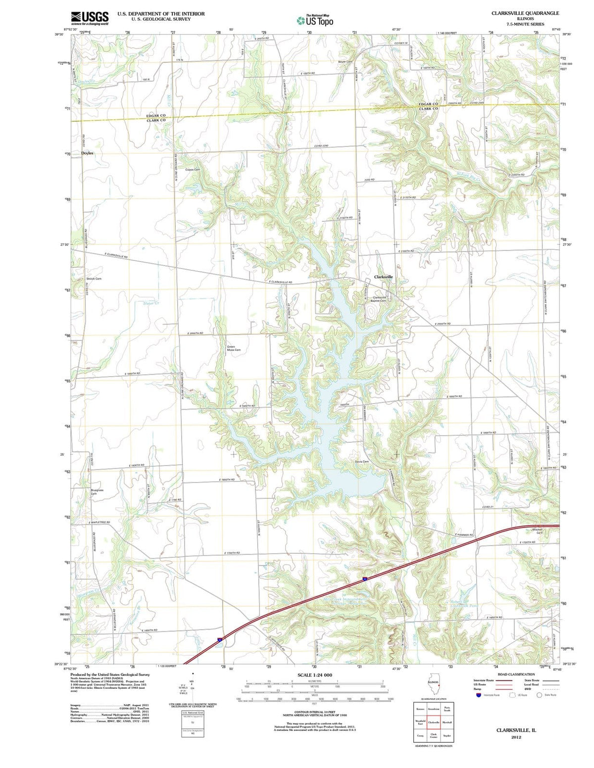 2012 Clarksville, IL - Illinois - USGS Topographic Map
