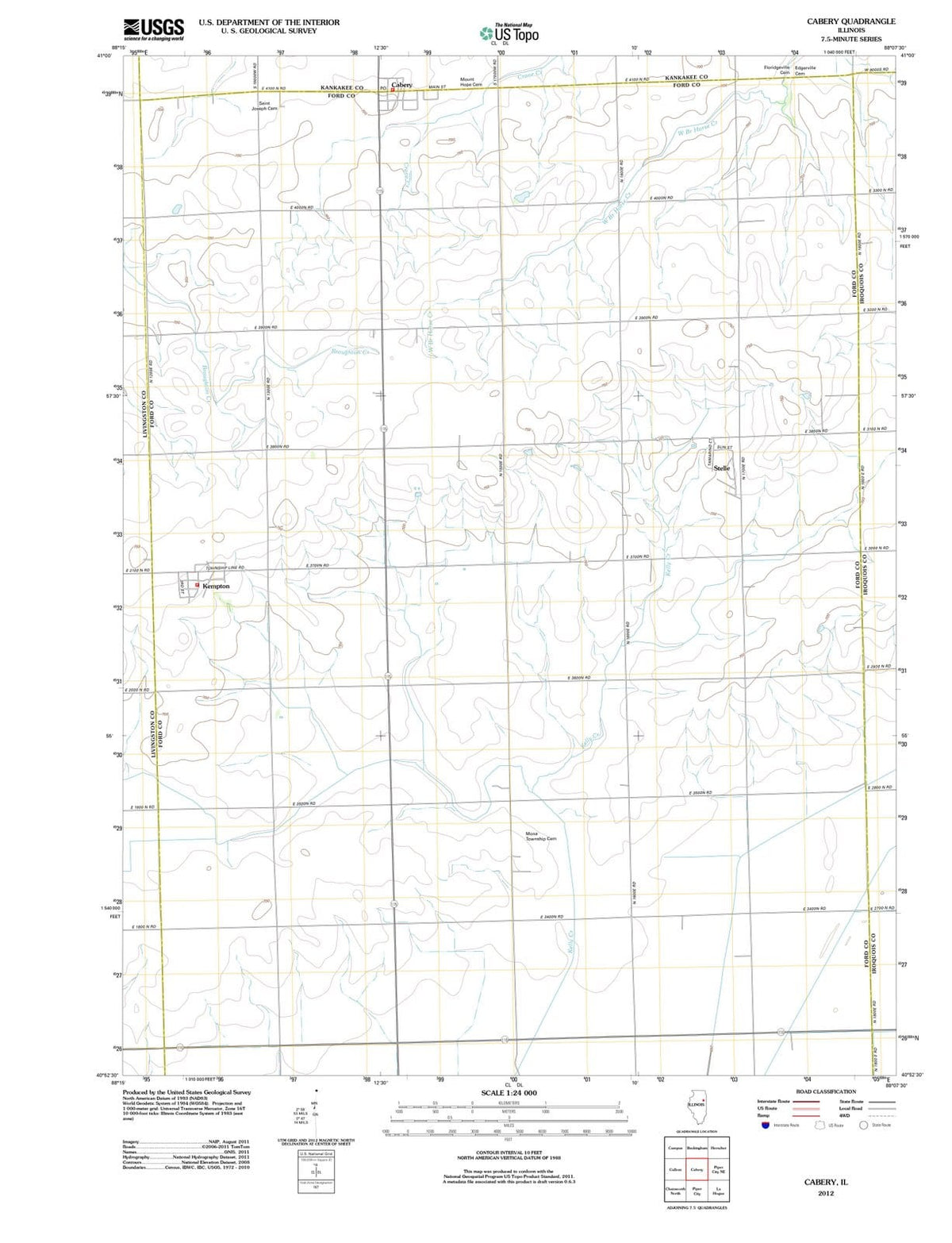 2012 Cabery, IL - Illinois - USGS Topographic Map