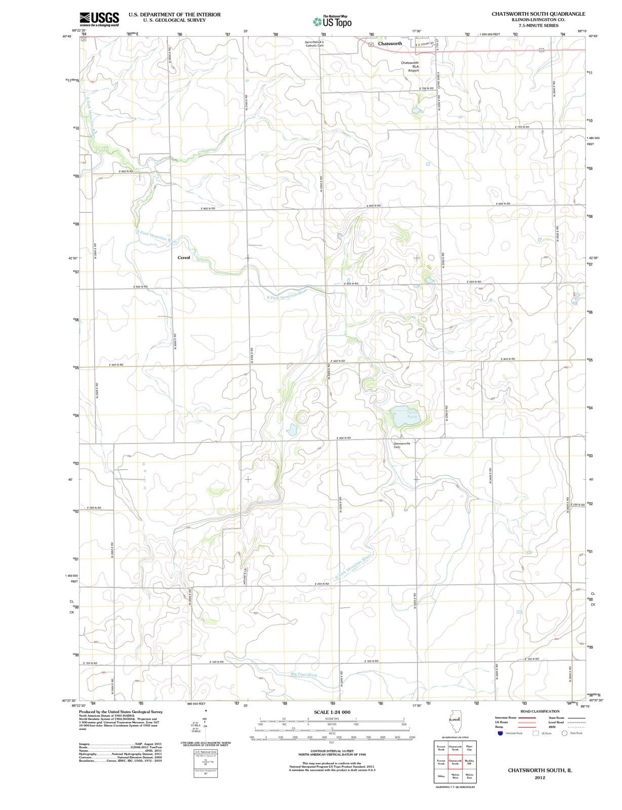 2012 Chatsworth South, IL - Illinois - USGS Topographic Map