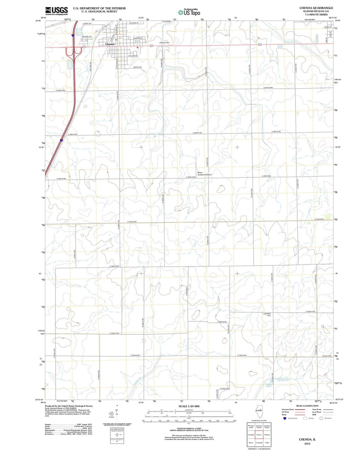 2012 Chenoa, IL - Illinois - USGS Topographic Map