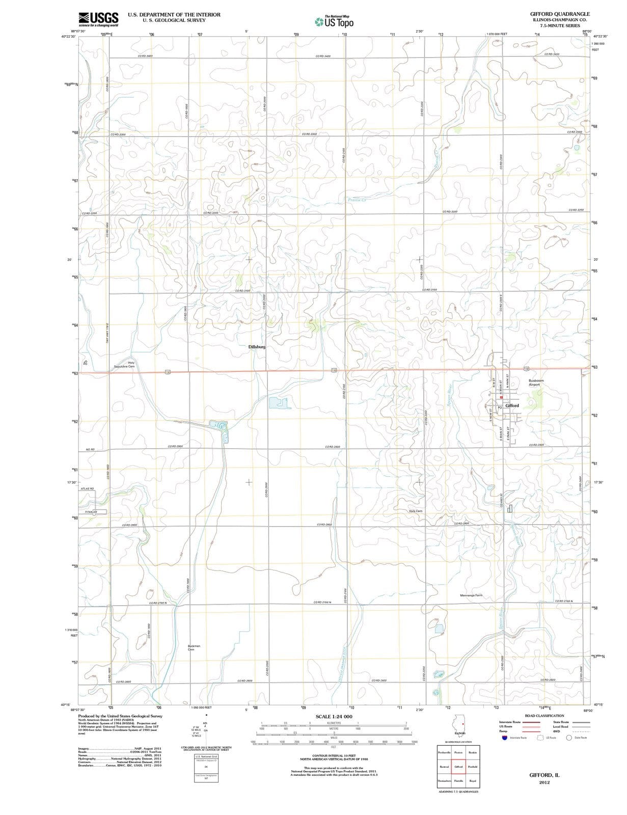 2012 Gifford, IL - Illinois - USGS Topographic Map