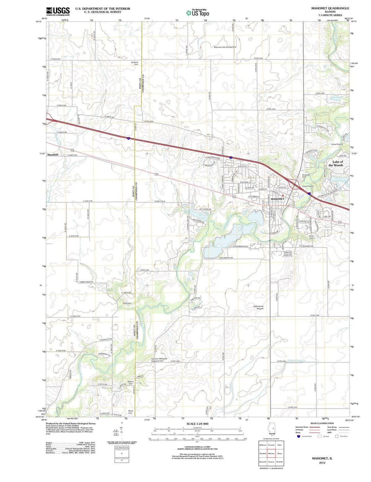 2012 Mahomet, IL - Illinois - USGS Topographic Map