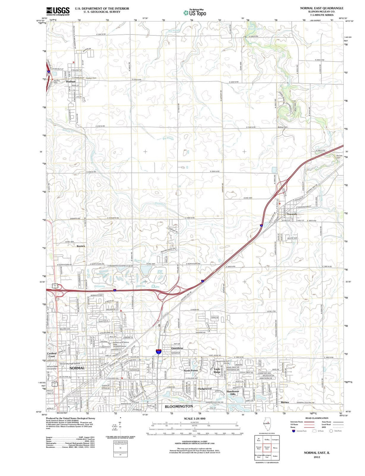 2012 Normal East, IL - Illinois - USGS Topographic Map