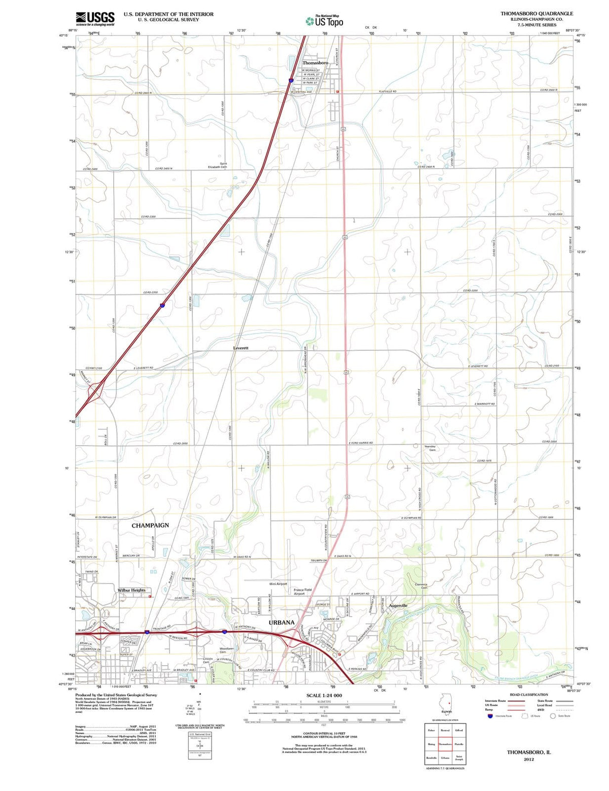 2012 Thomasboro, IL - Illinois - USGS Topographic Map