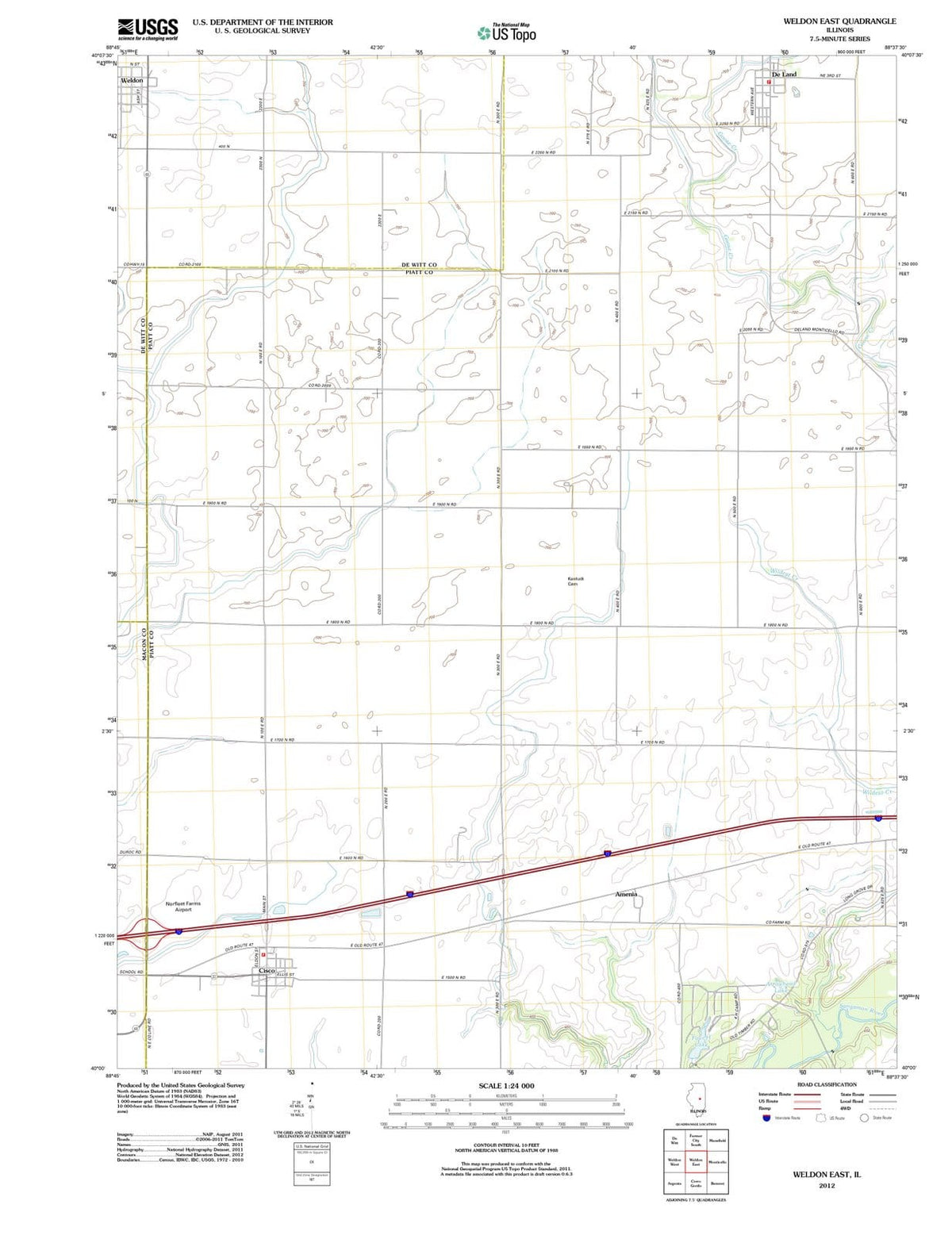 2012 Weldon East, IL - Illinois - USGS Topographic Map
