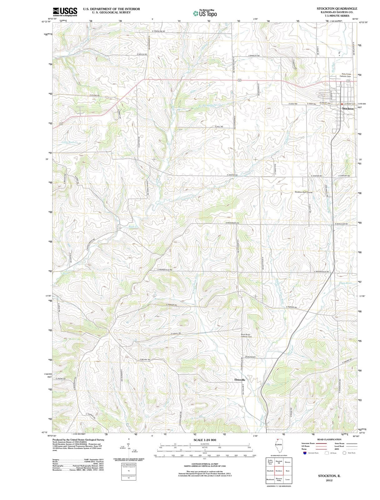 2012 Stockton, IL - Illinois - USGS Topographic Map